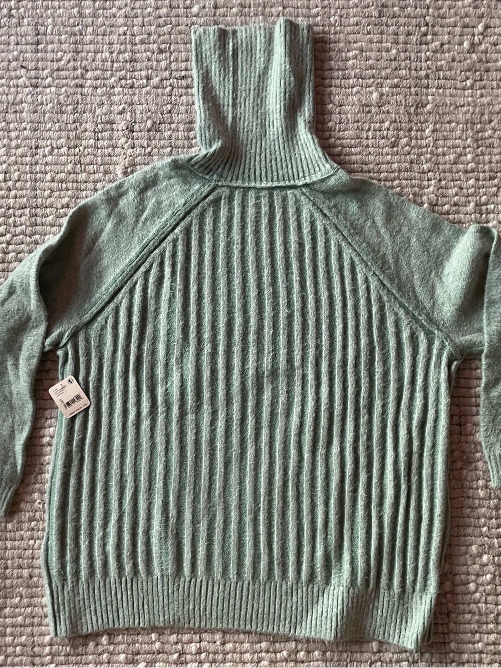 Free People Mint Ribbed Turtleneck Sweater